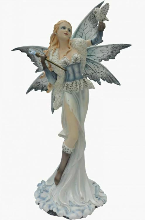 Large Fairy and Owl Companion Sculpture Statue Mythical Creatures Figure Gift