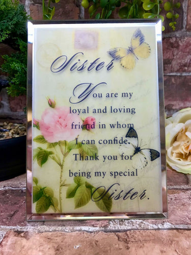 Sister Beautiful Glass Poem Mirrored Plaque Thoughtful Gift for any Occasion-OsirisTradingUK