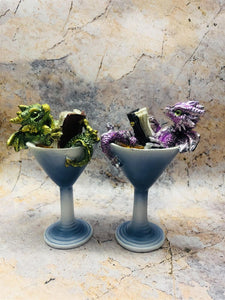 Pair of Whimsical Dragons Figurines Dragon Themed Sculptures Fantasy Art