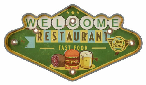 Vintage Metal 3D LED Logo Sign Diner Restaurant Beer Fast Food Wall Plaque-OsirisTradingUK