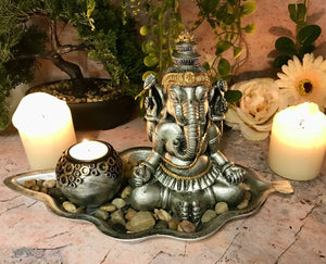 Buddha Ganesh Candle Holder Ornament Feng Shui Statue Oriental Home Decoration-OsirisTradingUK