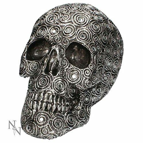 FABULOUS GOTHIC LARGE SPIRAL REFLECTION SKULL ORNAMENT FIGURE SCULPTURE HORROR-OsirisTradingUK