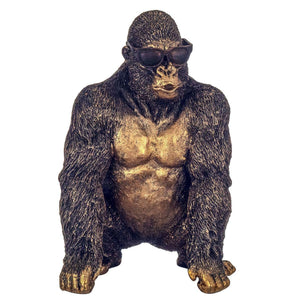 Bronze Effect Gorilla with Sun Glasses Sculpture Ape Home Decoration Statue