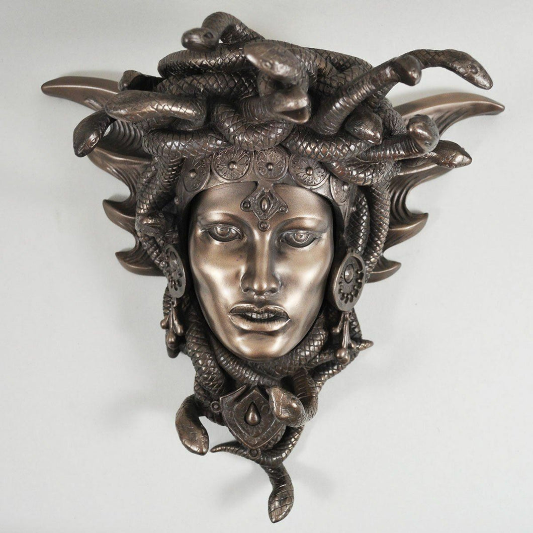 Medusa Guardian Head Wall Plaque Sculpture Bronze Effect Gift Decor Ornament