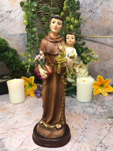 St Anthony with Baby Jesus Statue Religious Ornament Sculpture Catholic Figure