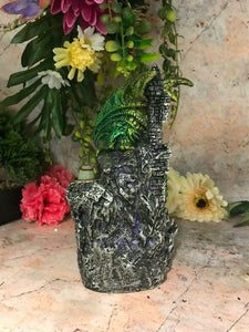 Green Dragon Guarding Castle Changing LED Light Cone Burner Lamp Fantasy Gift