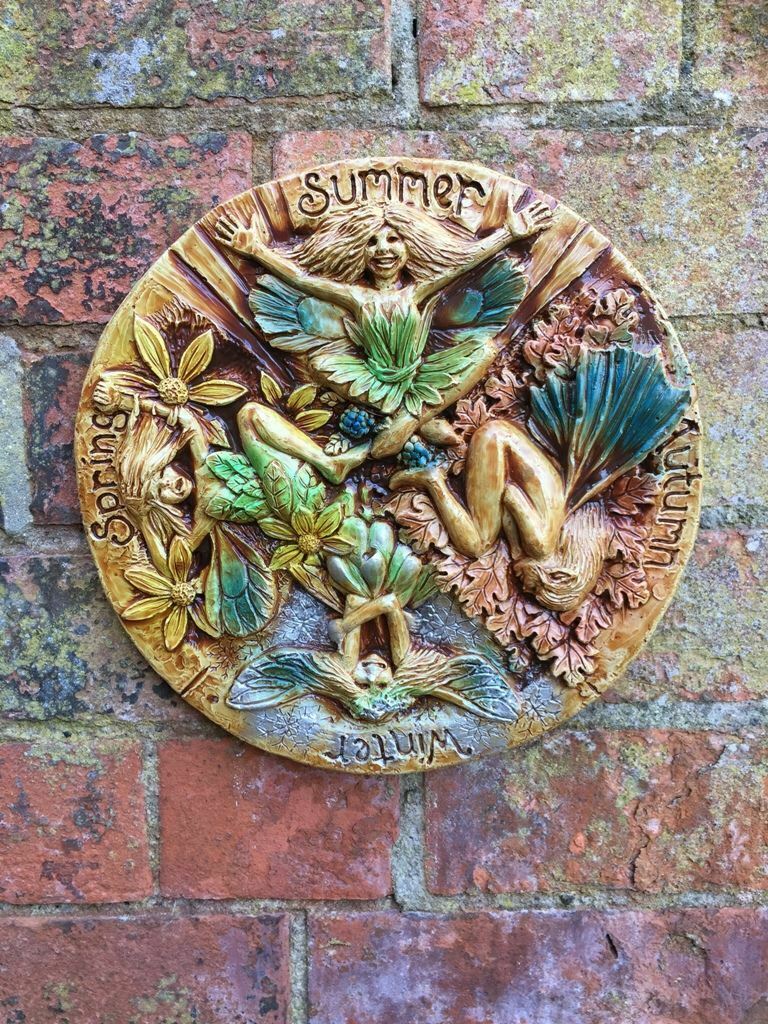Faerie Wheel of the Year Pagan Sculpture Wiccan Wall Plaque Garden Ornament