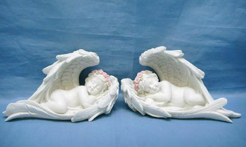 Pair of Guardian Angel Figurine Cherubs Resting in Wings Ornament Sculpture-Collectables:Fantasy, Myth & Magic:Mythical Creatures:Angels-OsirisTradingUK