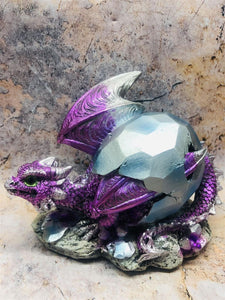 Purple Dragon Hatchling Figurine Fantasy Art Collection Mythical Sculpture-OsirisTradingUK