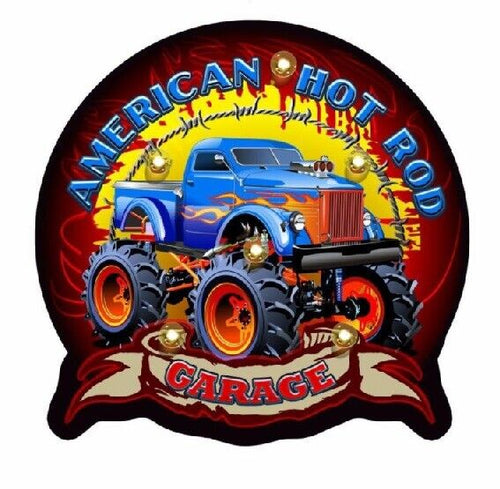 Vintage Metal 3D LED Logo Sign American Hot Rod Garage Man Cave Wall Plaque-OsirisTradingUK