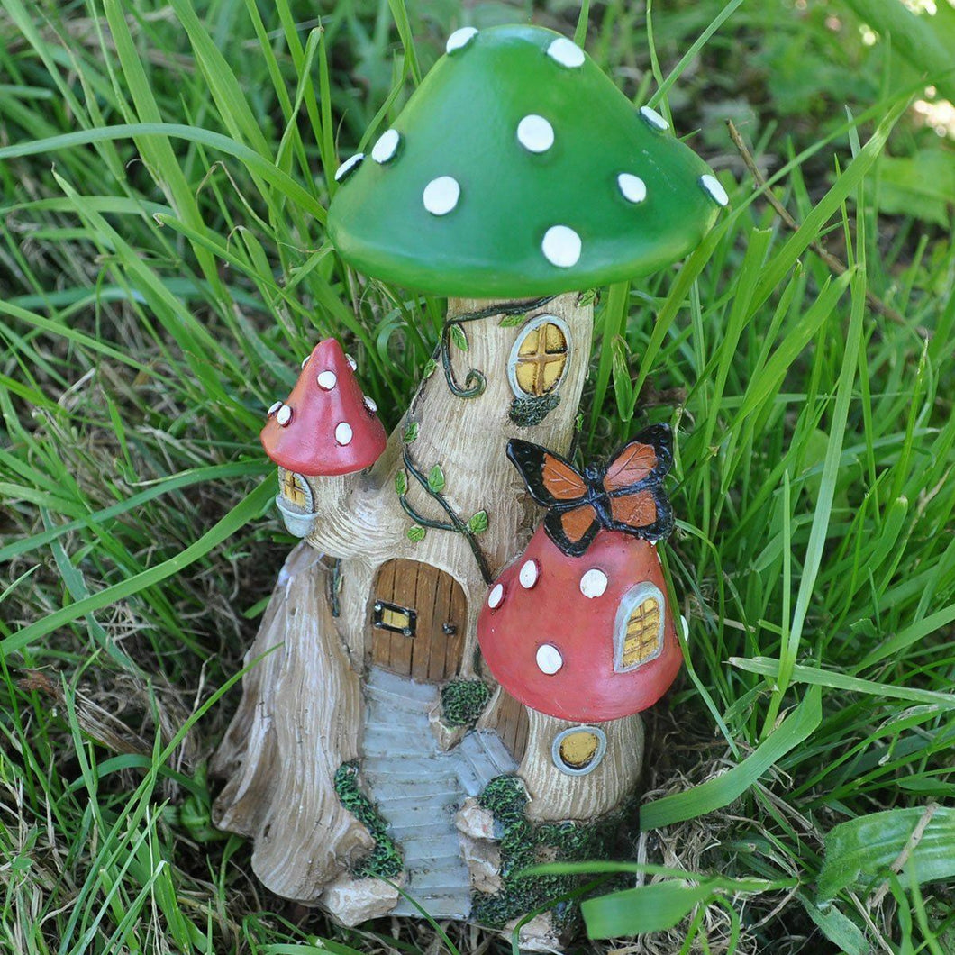 Mushroom Tree House Garden Ornament Home Decor Fairy Elf Pixie Hobbit Home-OsirisTradingUK