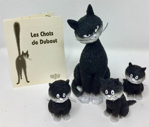 Set of 4 Cats Dubout Cat Collection Mother with Three Kittens Sitting Figurine