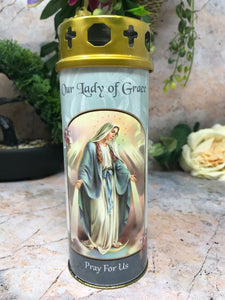 Our Lady of the Miraculous Grave Candle Windproof Cap Prayer Religious Graveside-OsirisTradingUK