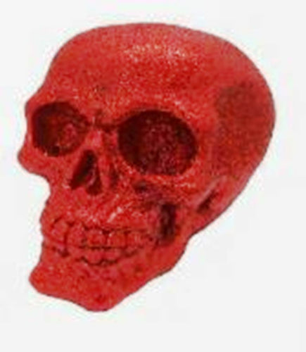 Red Glitter Skull Sculpture Figurine Gothic Horor Ornament Figure Decoration-OsirisTradingUK