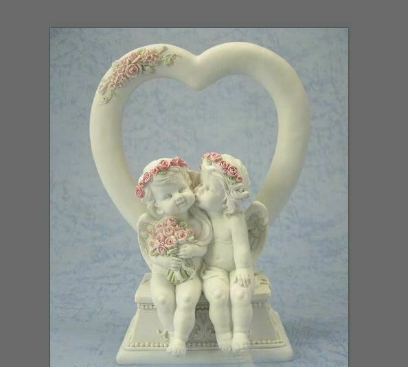 Guardian Angel Figurine Cherub in Heart Statue Ornament Sculpture Gift
