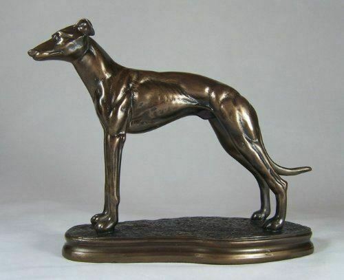 STANDING GREYHOUND Bronzed Dog Sculpture by O.Tupton