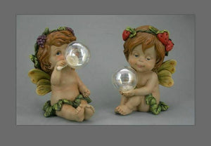 Pair of Guardian Angel Figurine Flower Fairies Statue Ornament Sculpture Gift
