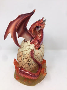 Red Fire Dragon and Egg Fantasy Sculpture Mythical Statu Ornament Gothic Gift