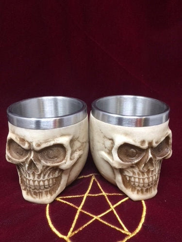 Pair of Skull Shotglasses Figurine Gothic Horror Ornament Figure Decoration-OsirisTradingUK