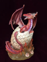 Load image into Gallery viewer, Red Fire Dragon and Egg Fantasy Sculpture Mythical Statu Ornament Gothic Gift
