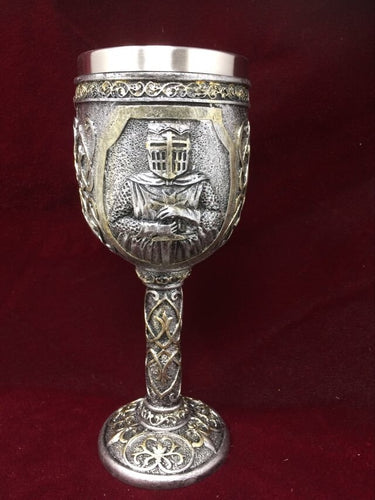 Templar Knight Silver Goblet Chalice Crusader Medieval Style Ornament Gothic Decor-OsirisTradingUK