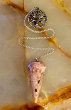 Load image into Gallery viewer, Rhodonite Tree of Life Emotional Healer Powerful Pendulum Crystal Reiki Healing Chakra Fortune Telling Dowser
