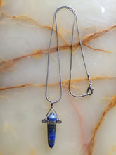 Load image into Gallery viewer, Lapis Lazuli Pendant on Silver Plated Chain Necklace Crystal Healing-OsirisTradingUK
