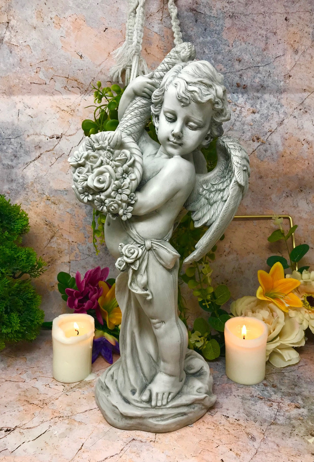 Guardian Angel Figurine Cherub Grave Ornament Statue Sculpture Statue