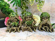 Load image into Gallery viewer, Set of Three Wildwood Wise Tree Men Green Man Ornaments Wicca Home Decoration or Pagan Gift
