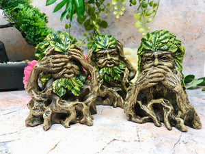 Set of Three Wildwood Wise Tree Men Green Man Ornaments Wicca Home Decoration or Pagan Gift