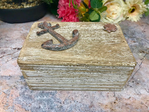 Nautical Anchor Hand Made from Reclaimed Wood Jewellery Box Keepsake Chest