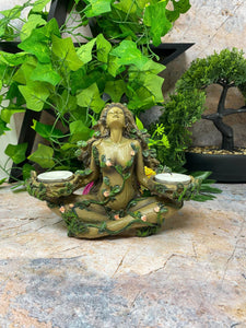 Tree Ent Lady Candle Holder Pagan Tea Light Gaia Sculpture Mother Nature Figure-OsirisTradingUK