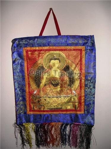 Buddha Brocade Thangka Wall Hanger Banner Tibetan Style Home Decoration Feng Shui Altar-OsirisTradingUK